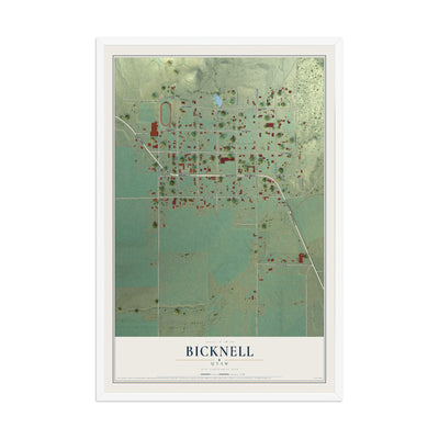 Map of Bicknell, Utah, 12 x 18 inch print in a white wood frame