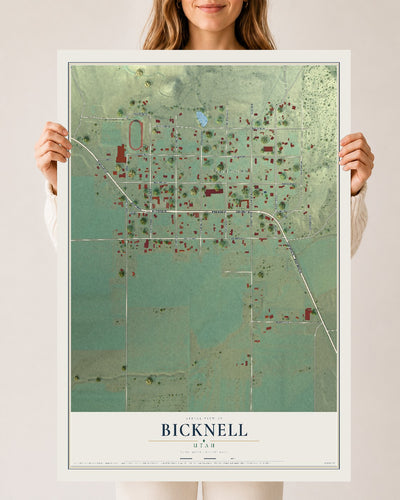 Map of Bicknell, Utah, 24 x 36 inch unframed archival matte print