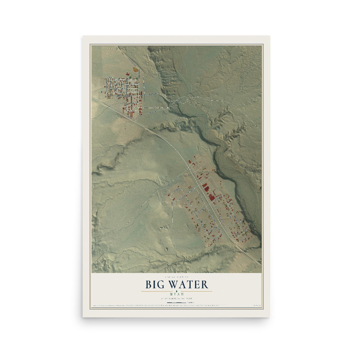 Map of Big Water, Utah, 12 x 18 inch unframed archival matte print