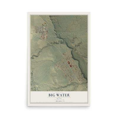 Map of Big Water, Utah, 12 x 18 inch unframed archival matte print