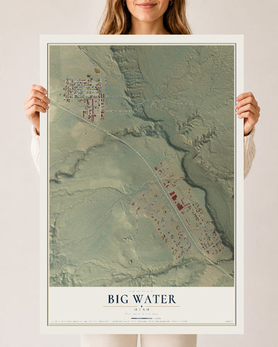 Map of Big Water, Utah, 24 x 36 inch unframed archival matte print