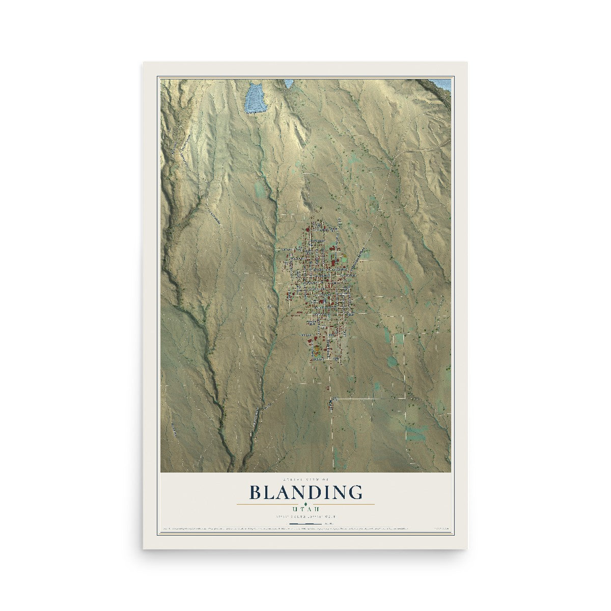 Map of Blanding, Utah, 12 x 18 inch unframed archival matte print