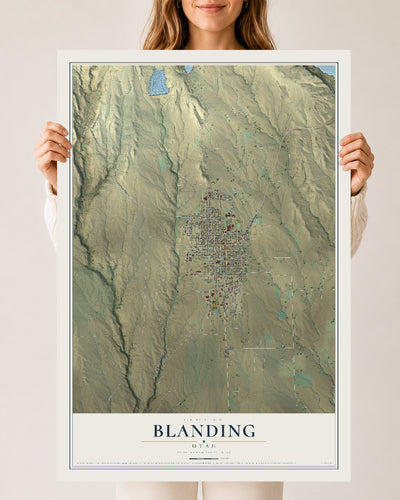 Map of Blanding, Utah, 24 x 36 inch unframed archival matte print
