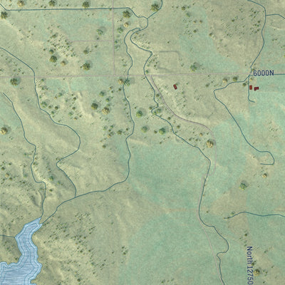 Close-up of the map of Bluebell, Utah print showing street and building detail