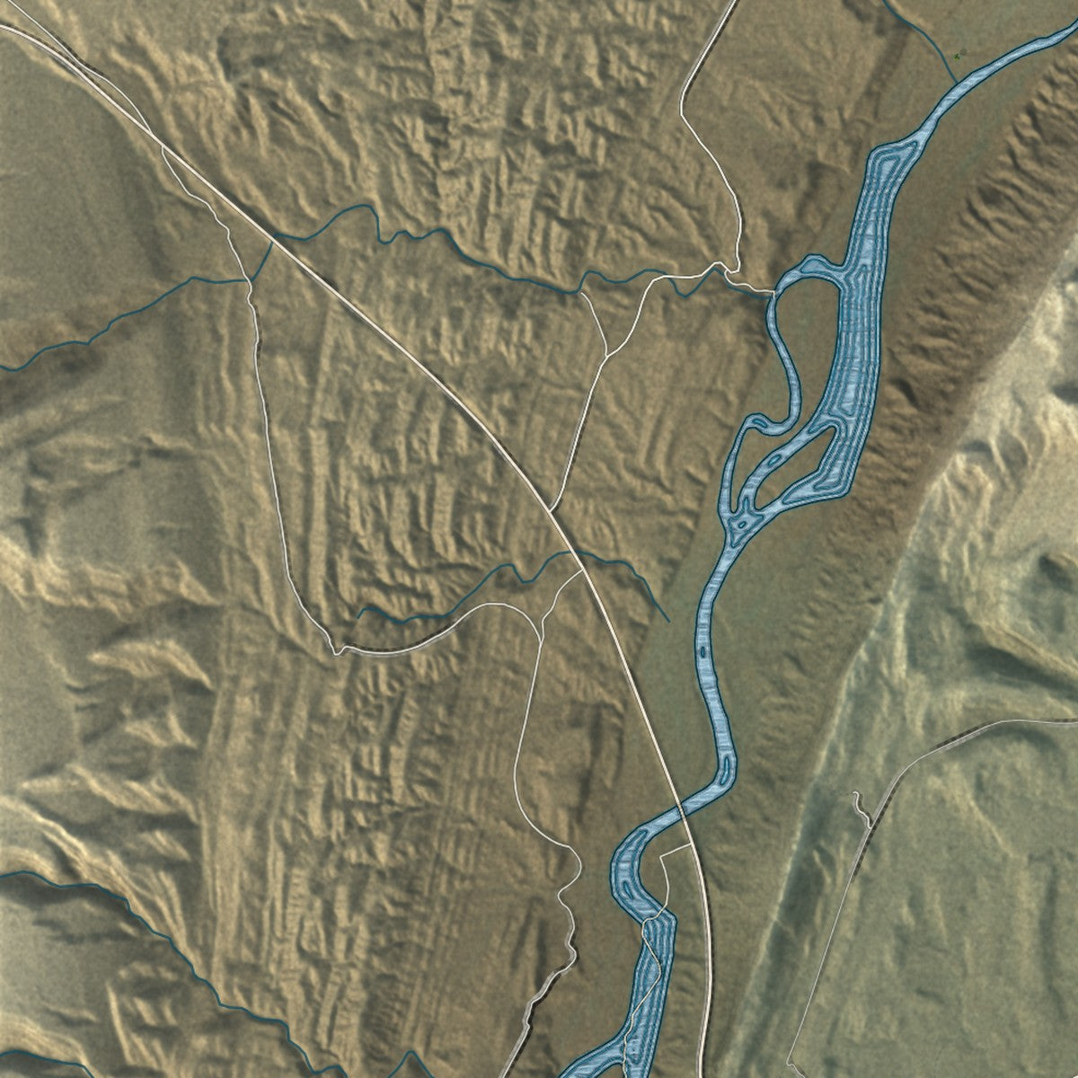 Second close-up of the map of Bluff, Utah print showing more streets and buildings