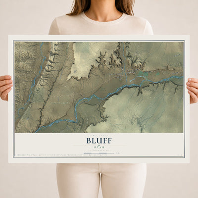 Map of Bluff, Utah, 18 x 24 inch unframed archival matte print