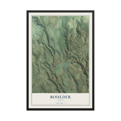 Map of Boulder, Utah, 12 x 18 inch print in a black wood frame