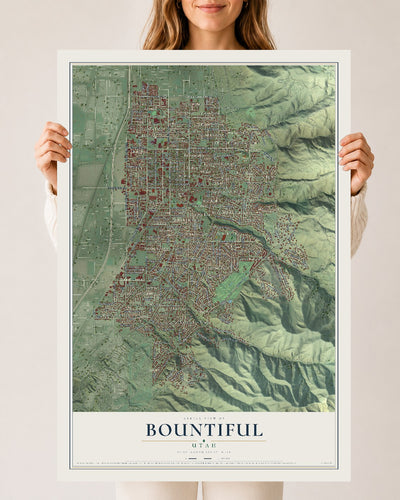 Map of Bountiful, Utah, 24 x 36 inch unframed archival matte print