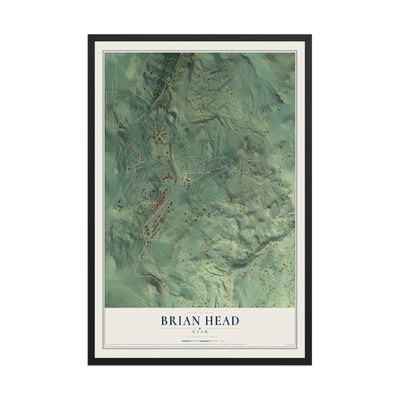 Map of Brian Head, Utah, 12 x 18 inch print in a black wood frame