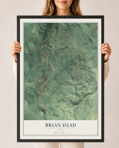 Map of Brian Head, Utah, 24 x 36 inch print in a black wood frame