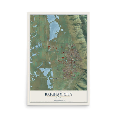 Map of Brigham City, Utah, 12 x 18 inch unframed archival matte print