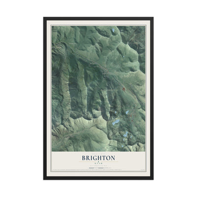 Map of Brighton, Utah, 12 x 18 inch print in a black wood frame