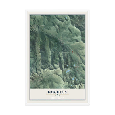 Map of Brighton, Utah, 12 x 18 inch print in a white wood frame