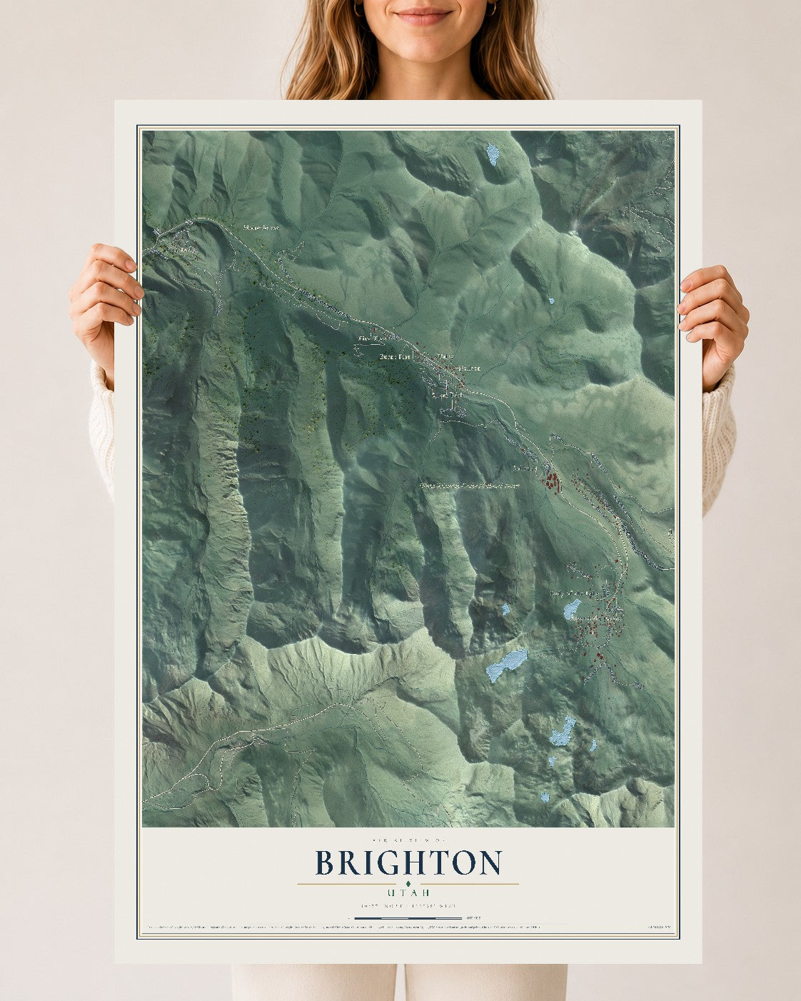 Map of Brighton, Utah, 24 x 36 inch unframed archival matte print