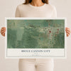 Map of Bryce Canyon City, Utah, 12 x 18 inch unframed archival matte print
