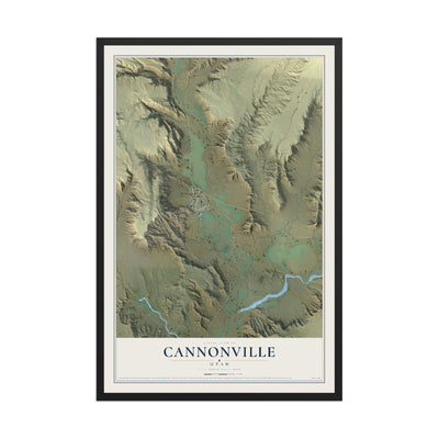Map of Cannonville, Utah, 12 x 18 inch print in a black wood frame
