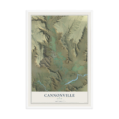 Map of Cannonville, Utah, 12 x 18 inch print in a white wood frame