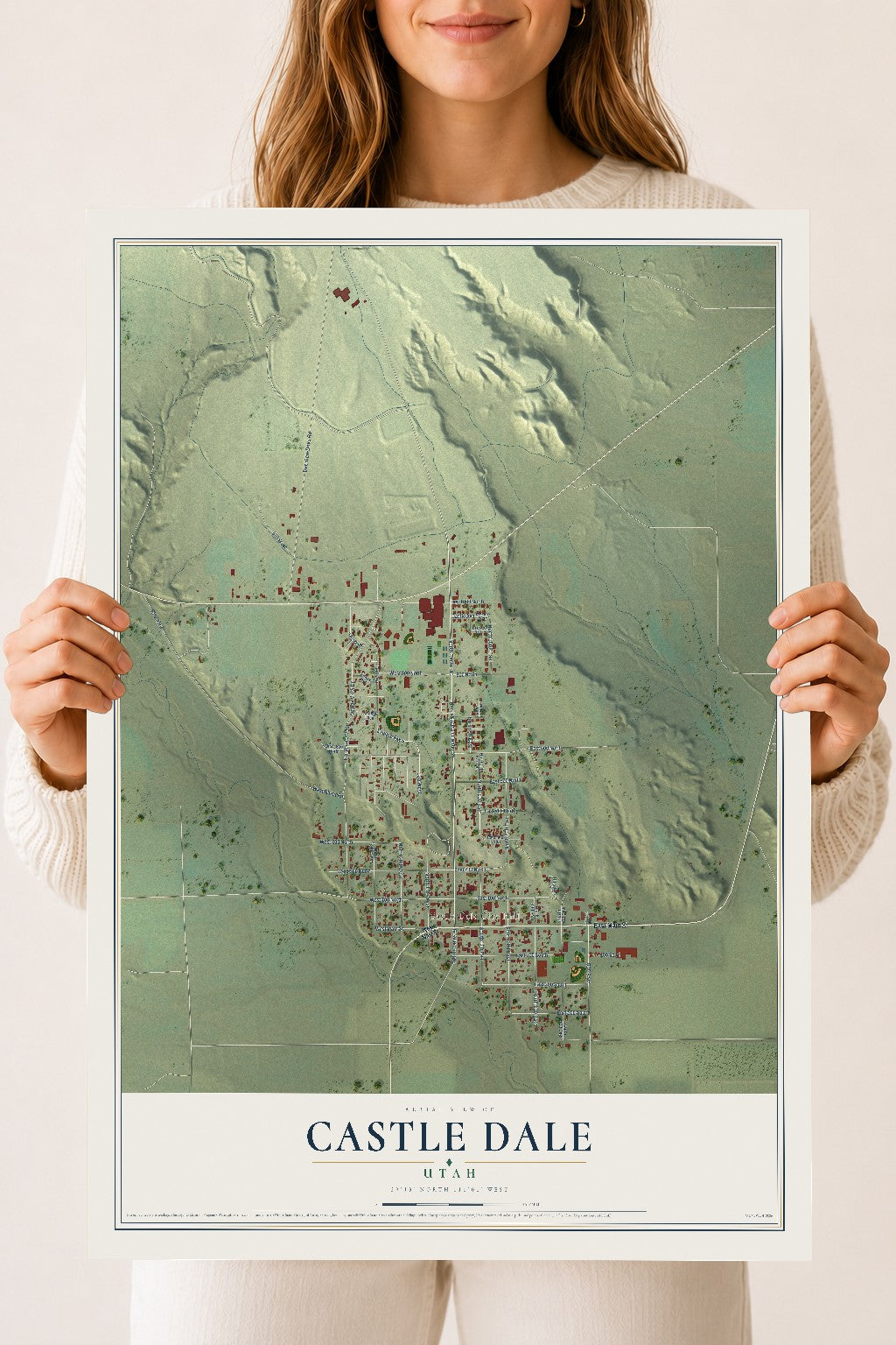 Map of Castle Dale, Utah, 18 x 24 inch unframed archival matte print