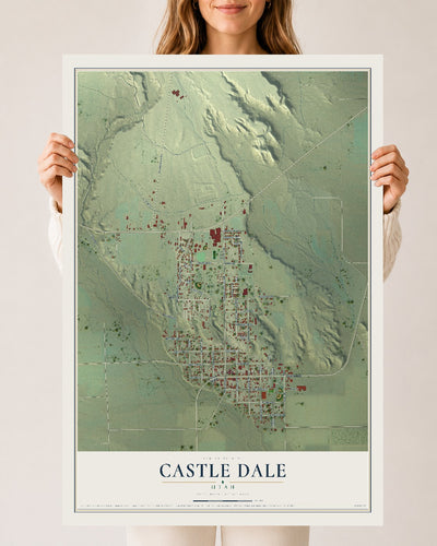 Map of Castle Dale, Utah, 24 x 36 inch unframed archival matte print