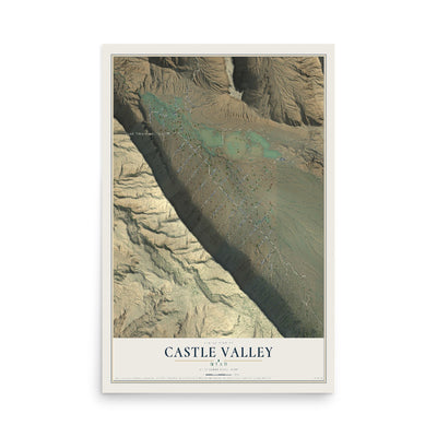 Map of Castle Valley, Utah, 12 x 18 inch unframed archival matte print