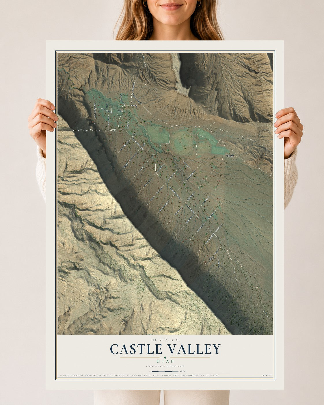 Map of Castle Valley, Utah, 24 x 36 inch unframed archival matte print