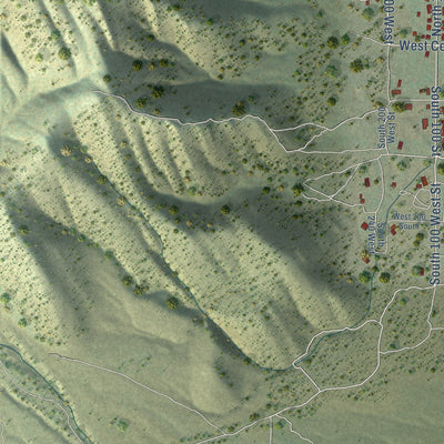 Close-up of the map of Cedar Fort, Utah print showing street and building detail