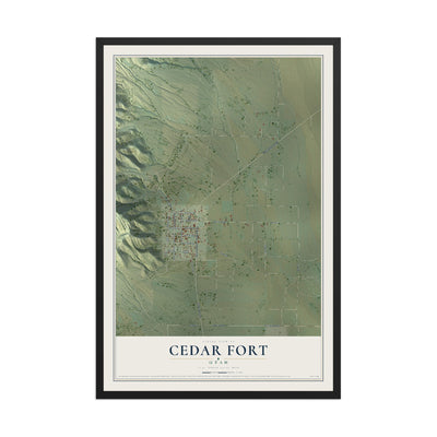 Map of Cedar Fort, Utah, 12 x 18 inch print in a black wood frame