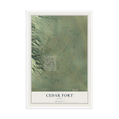 Map of Cedar Fort, Utah, 12 x 18 inch print in a white wood frame