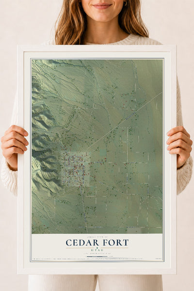 Map of Cedar Fort, Utah, 18 x 24 inch print in a white wood frame