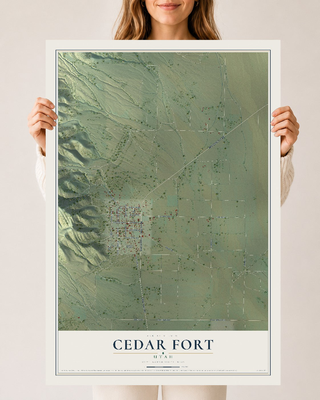 Map of Cedar Fort, Utah, 24 x 36 inch unframed archival matte print