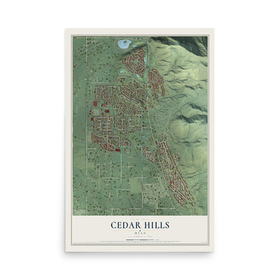 Map of Cedar Hills, Utah, 12 x 18 inch unframed archival matte print