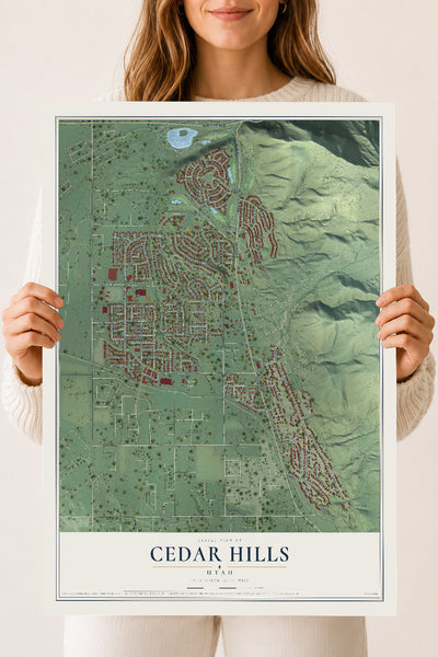 Map of Cedar Hills, Utah, 18 x 24 inch unframed archival matte print