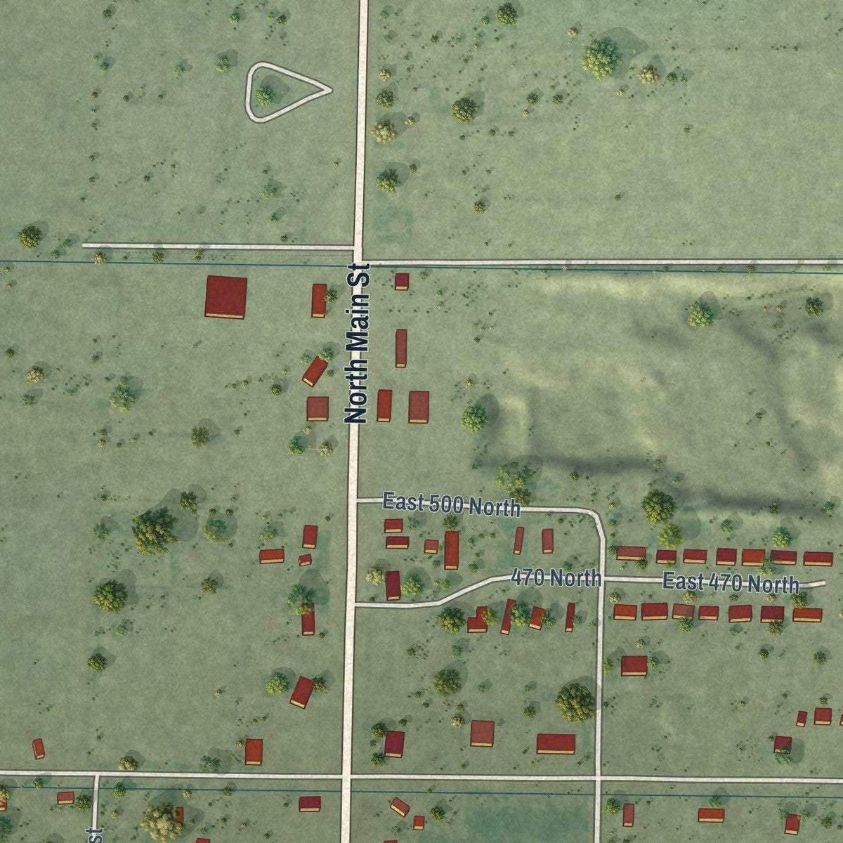 Second close-up of the map of Centerfield, Utah print showing more streets and buildings