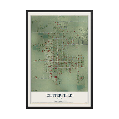 Map of Centerfield, Utah, 12 x 18 inch print in a black wood frame