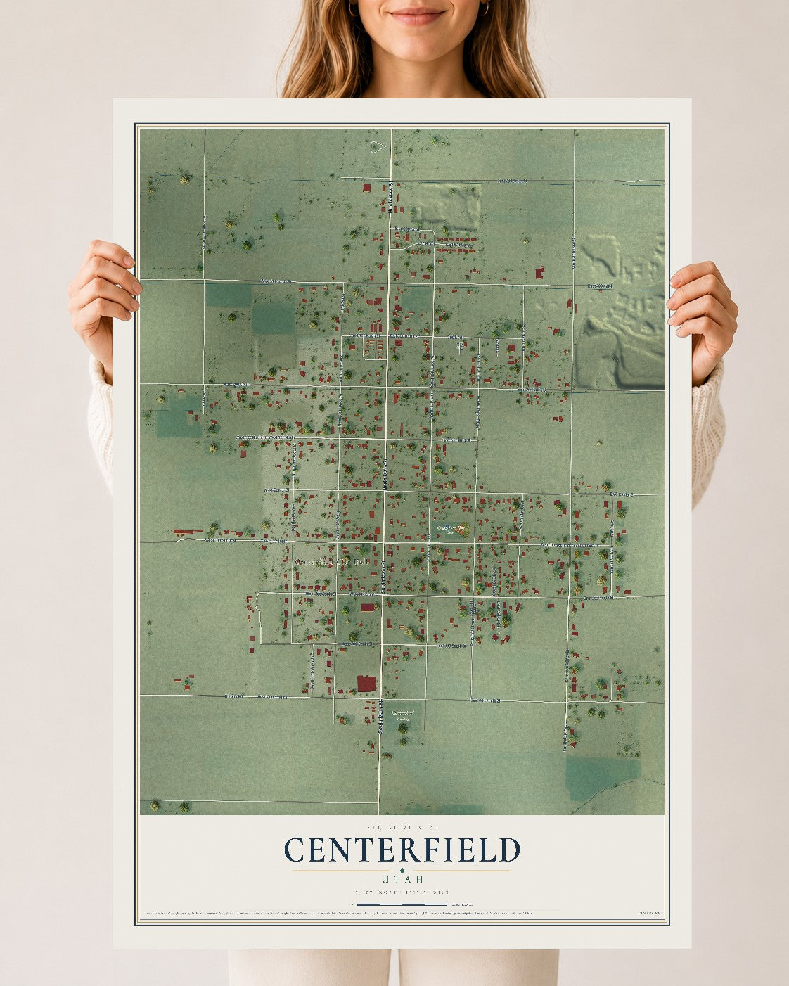 Map of Centerfield, Utah, 24 x 36 inch unframed archival matte print