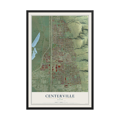 Map of Centerville, Utah, 12 x 18 inch print in a black wood frame