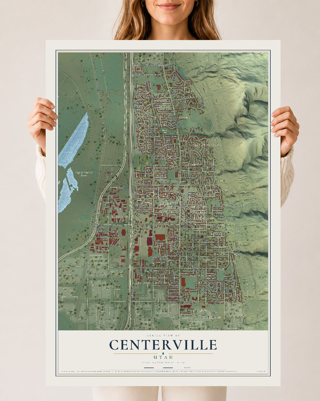 Map of Centerville, Utah, 24 x 36 inch unframed archival matte print