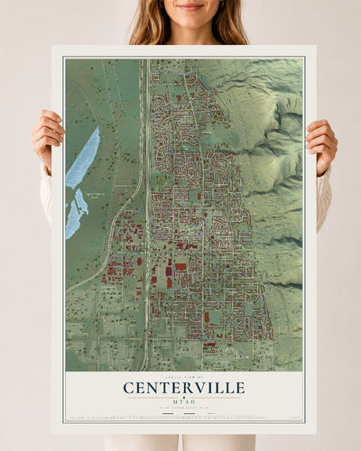 Map of Centerville, Utah, 24 x 36 inch unframed archival matte print