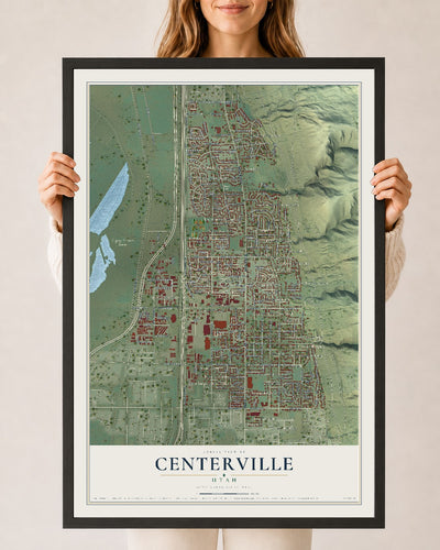 Map of Centerville, Utah, 24 x 36 inch print in a black wood frame