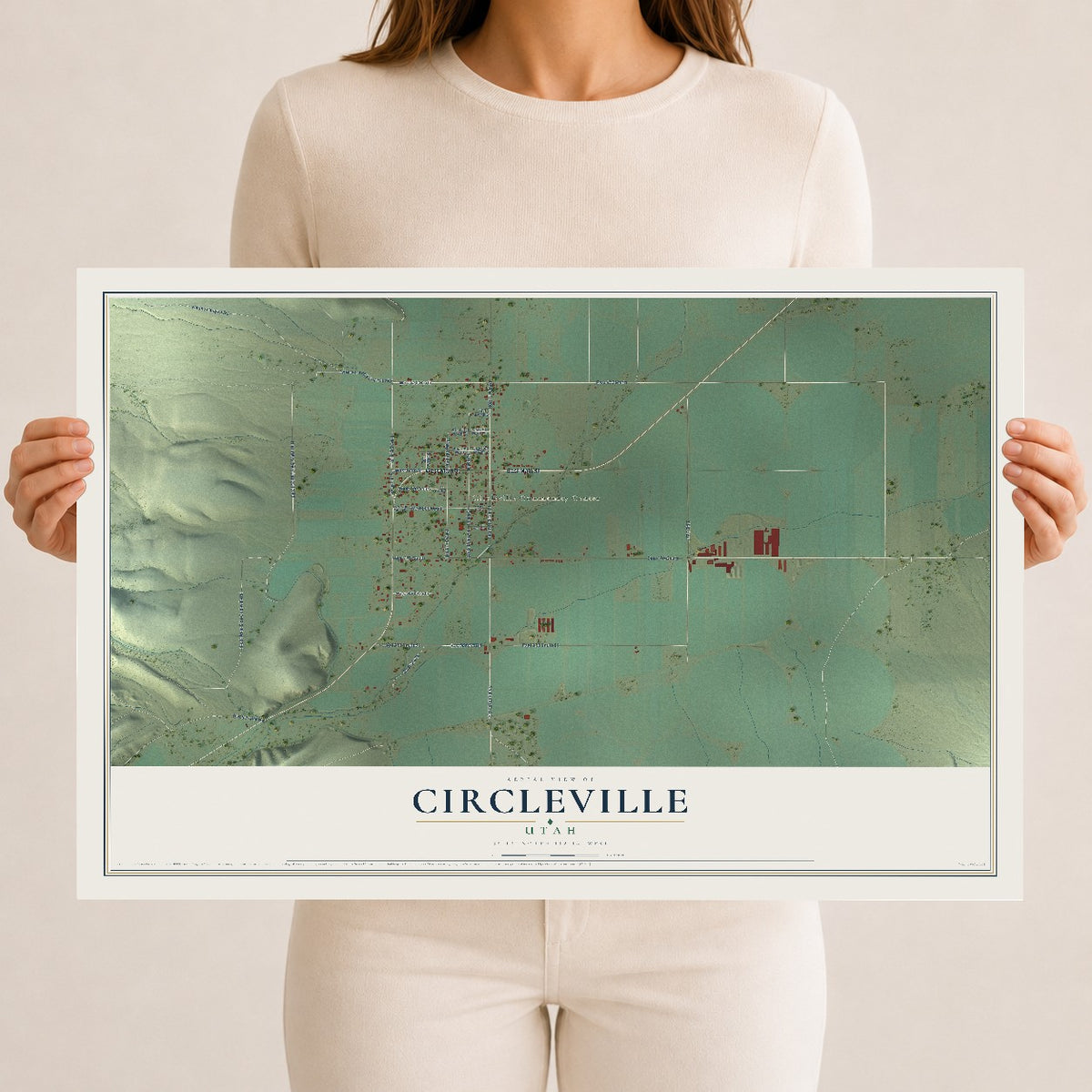 Map of Circleville, Utah, 12 x 18 inch unframed archival matte print