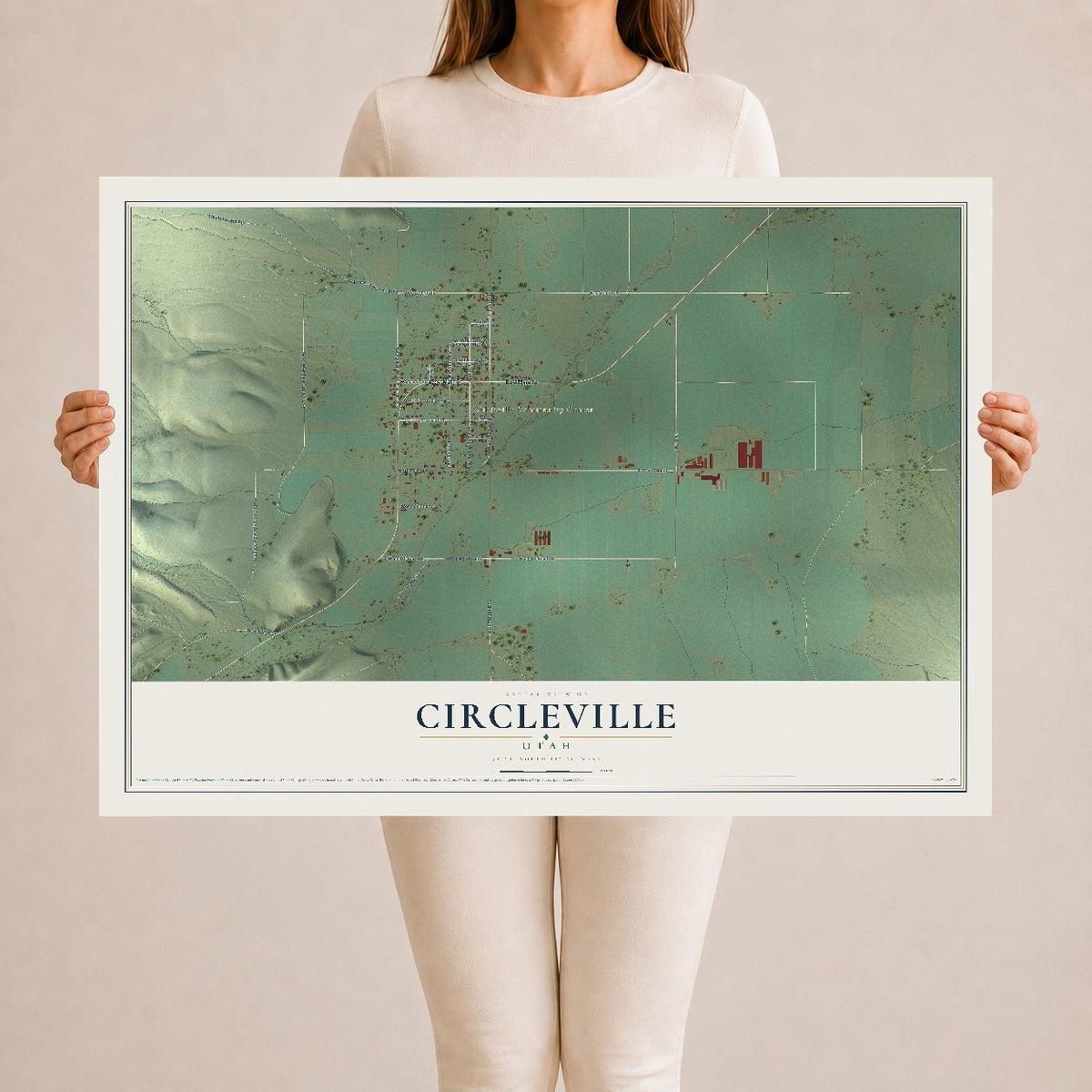 Map of Circleville, Utah, 24 x 36 inch unframed archival matte print