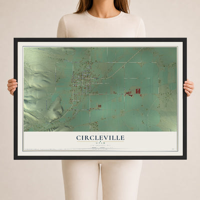Map of Circleville, Utah, 24 x 36 inch print in a black wood frame