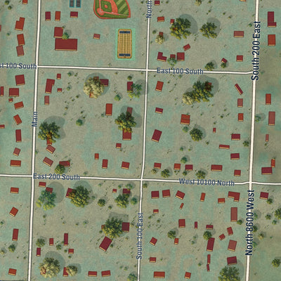 Close-up of the map of Clarkston, Utah print showing street and building detail