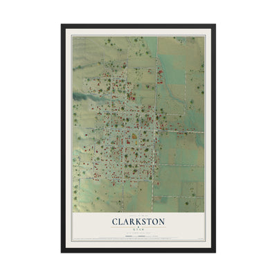 Map of Clarkston, Utah, 12 x 18 inch print in a black wood frame