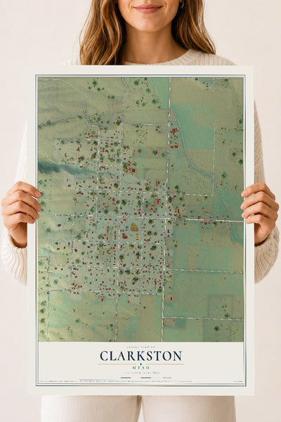 Map of Clarkston, Utah, 18 x 24 inch unframed archival matte print