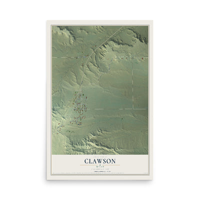Map of Clawson, Utah, 12 x 18 inch unframed archival matte print