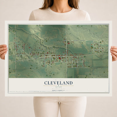 Map of Cleveland, Utah, 18 x 24 inch unframed archival matte print