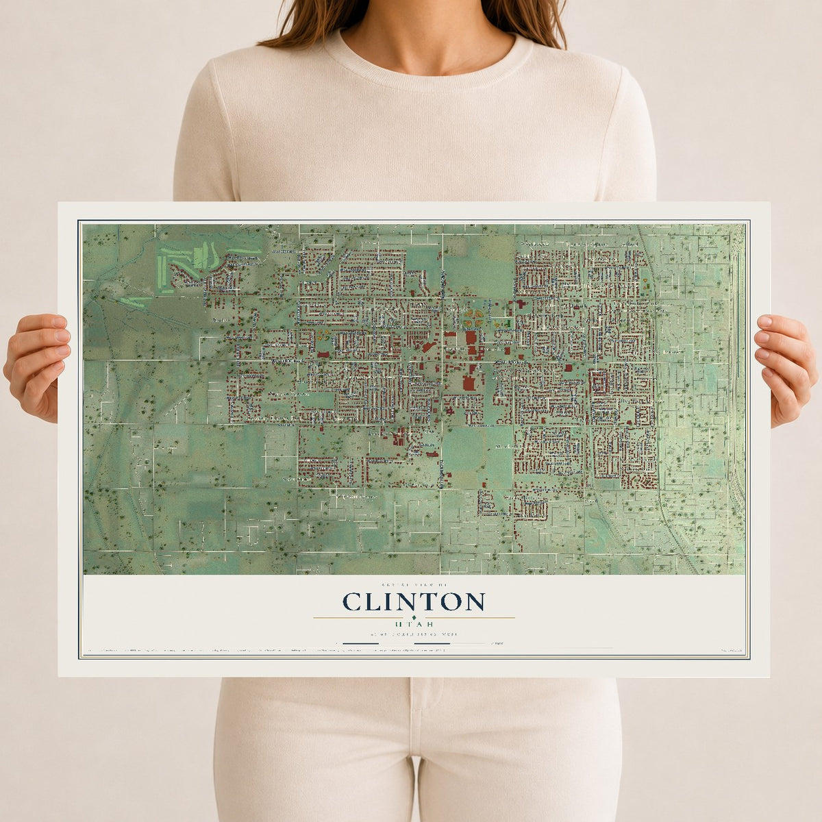 Map of Clinton, Utah, 12 x 18 inch unframed archival matte print