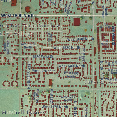 Close-up of the map of Clinton, Utah print showing street and building detail