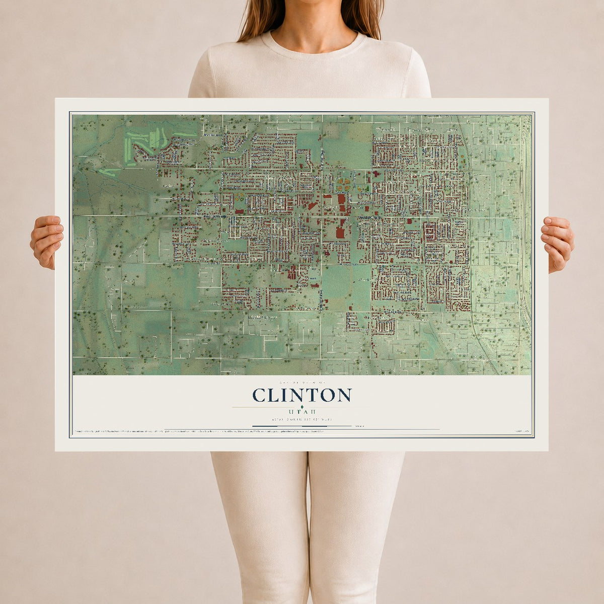 Map of Clinton, Utah, 24 x 36 inch unframed archival matte print